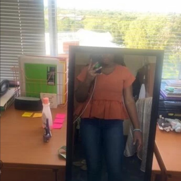 Flounce V-Neck Peplum Top in Brown - Picture 5 of 6